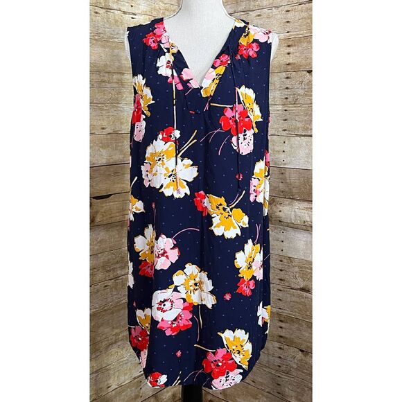 OLD NAVY LARGE FLORAL PRINT CASUAL COLORFUL EVERYDAY SLEEVELESS DRESS SIZE LARGE - Picture 1 of 5